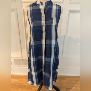 Max Studio NWOT blue and White Plaid Sleeveless Dress
